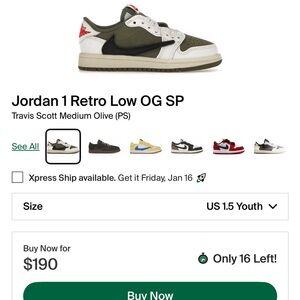 Travis Scott Kids Sneakers - Olive and White SOLD OUT ONLINE